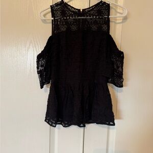 Parker Black Lace Cold Shoulder Blouse